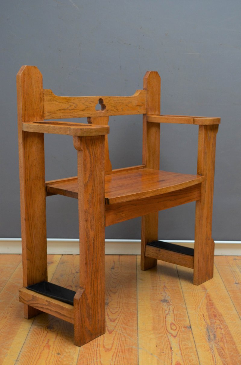 Arts And Crafts Hall Bench In Oak - Image 10